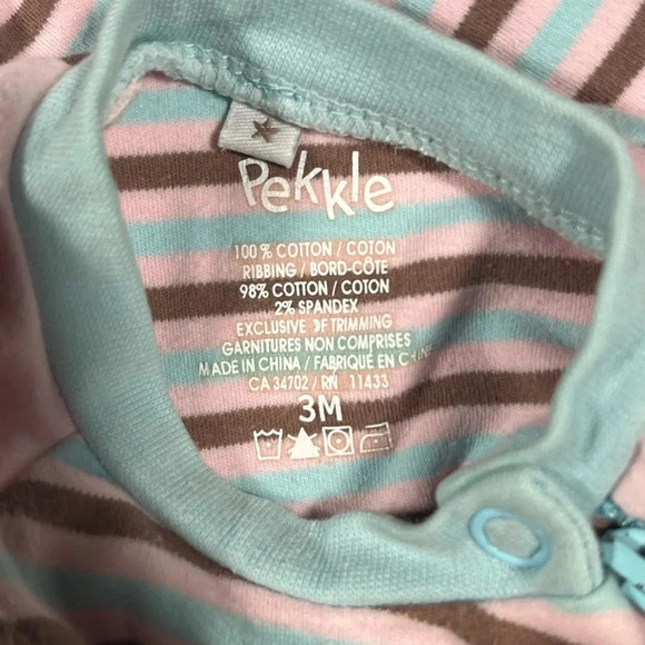 4/$20 Pekkle  Striped Dog Print Sleeper/Footie - Picture 4 of 4